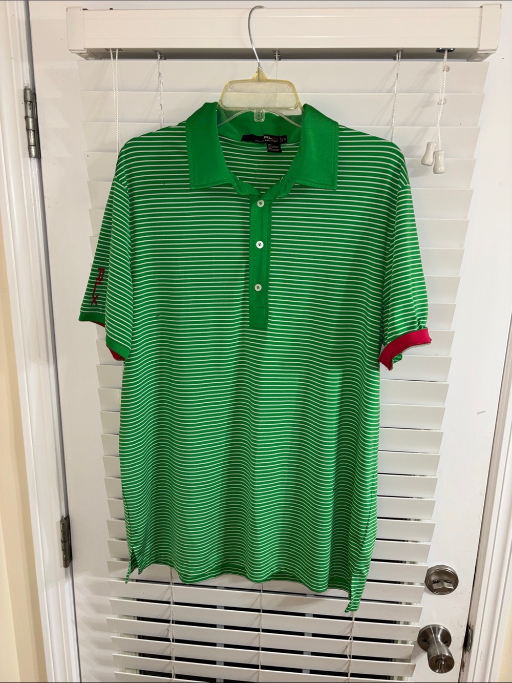 Ralph Lauren Green and White Striped Polo